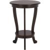 SAFAVIEH Home Collection – Mary Vintage Grey Pedestal End Table with Shelf, Classic Cabriole Design, Round Accent Table for Living Room or Bedroom (AMH5711A)(Dark Chocolate)