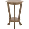 SAFAVIEH Home Collection – Mary Vintage Grey Pedestal End Table with Shelf, Classic Cabriole Design, Round Accent Table for Living Room or Bedroom (AMH5711A)(Desert Brown)