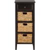 SAFAVIEH Home Collection – Michaela Vintage Grey Storage Unit with Woven Basket Drawers, British Colonial Farmhouse Accent Storage, Fully Assembled (AMH5744D)(Black)