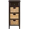 SAFAVIEH Home Collection – Michaela Vintage Grey Storage Unit with Woven Basket Drawers, British Colonial Farmhouse Accent Storage, Fully Assembled (AMH5744D)(Dark Chocolate)