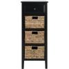 SAFAVIEH Home Collection – Michaela Vintage Grey Storage Unit with Woven Basket Drawers, British Colonial Farmhouse Accent Storage, Fully Assembled (AMH5744D)(Distressed Black)