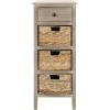 SAFAVIEH Home Collection – Michaela Vintage Grey Storage Unit with Woven Basket Drawers, British Colonial Farmhouse Accent Storage, Fully Assembled (AMH5744D)(White Washed)