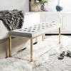 SAFAVIEH Home Collection – Reynolds Black Tufted Upholstered Accent Bench, Modern Parsons-Style Open Frame Bench with Brass Legs for Bedroom, Entryway or Living Room (FOX6225E)(Grey / Brass)