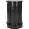 SAFAVIEH Home Collection – Tabitha Dark Cherry Round Swivel Storage End Table, Farmhouse Accent Table with Drawer & Cabinet, Fully Assembled (AMH5712D)(Distressed Black)