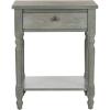 SAFAVIEH Home Collection – Tami Off-White Nightstand with Drawer & Shelf, Vintage Farmhouse Accent Table, Turned Leg Design (AMH6604A)(Ash Grey)