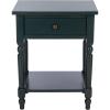 SAFAVIEH Home Collection – Tami Off-White Nightstand with Drawer & Shelf, Vintage Farmhouse Accent Table, Turned Leg Design (AMH6604A)(Teal)