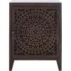 SAFAVIEH Home Collection – Thea Brown Carved Mandala 1-Door Storage Nightstand, Fully Assembled, Boho Accent Side Table (NST5300A)(Brown)