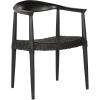 SAFAVIEH Home Collection – Wade Light Oak Teak Wood Arm Chair with Woven Leather Seat, Fully Assembled Mid-Century Modern Accent Chair (FOX1003A)(Black / Black)