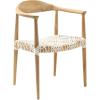SAFAVIEH Home Collection – Wade Light Oak Teak Wood Arm Chair with Woven Leather Seat, Fully Assembled Mid-Century Modern Accent Chair (FOX1003A)(Light Oak)