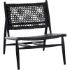 SAFAVIEH Home Collection Bandelier Light Oak Teak Wood/ White Leather Weave Accent Chair (Fully Assembled)(Black / Black)
