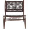 SAFAVIEH Home Collection Bandelier Light Oak Teak Wood/ White Leather Weave Accent Chair (Fully Assembled)(Brown / Brown)