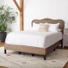 SAFAVIEH Home Collection Daejon Coastal Rattan Legs Camelback Headboard Queen Size Bed BED8001A-Q, Grey/Espresso(Grey / Espresso)