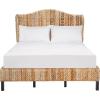 SAFAVIEH Home Collection Finola Coastal Braided Rattan Legs Queen Size Bed BED8002A-Q, Natural/Espresso(Natural / Espresso)