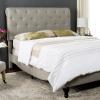SAFAVIEH Home Collection Hathaway Taupe & Rustic Oak Bed, Queen(Light Gray/Black)