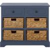 SAFAVIEH Home Collection Herman White Wash 6-Drawer Wicker Basket Storage Unit, Fully Assembled (AMH5702G)(Blue)