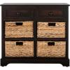 SAFAVIEH Home Collection Herman White Wash 6-Drawer Wicker Basket Storage Unit, Fully Assembled (AMH5702G)(Brown)