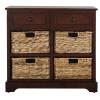 SAFAVIEH Home Collection Herman White Wash 6-Drawer Wicker Basket Storage Unit, Fully Assembled (AMH5702G)(Dark Cherry)