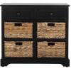 SAFAVIEH Home Collection Herman White Wash 6-Drawer Wicker Basket Storage Unit, Fully Assembled (AMH5702G)(Distressed Black)