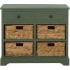 SAFAVIEH Home Collection Herman White Wash 6-Drawer Wicker Basket Storage Unit, Fully Assembled (AMH5702G)(Dusty Green)