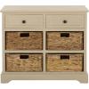 SAFAVIEH Home Collection Herman White Wash 6-Drawer Wicker Basket Storage Unit, Fully Assembled (AMH5702G)(Sand)