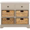SAFAVIEH Home Collection Herman White Wash 6-Drawer Wicker Basket Storage Unit, Fully Assembled (AMH5702G)(Vintage Grey)