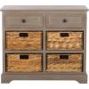 SAFAVIEH Home Collection Herman White Wash 6-Drawer Wicker Basket Storage Unit, Fully Assembled (AMH5702G)(White Washed)