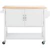 SAFAVIEH Home Collection Kesler White/Natural 2-Door 1-Shelf Trolley Kitchen Cart with Wheels