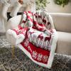 SAFAVIEH Home Collection Prancer Red Sherpa 50 x 60-inch Holiday Decorative Throw Blanket