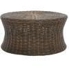 SAFAVIEH Home Collection Ruxton Dark Brown Rattan Round Coffee Table Ottoman(Brown)