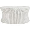 SAFAVIEH Home Collection Ruxton Dark Brown Rattan Round Coffee Table Ottoman(White)
