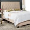 SAFAVIEH Home Collection Winslet Light Grey & Espresso Bed, Full(Light Beige)