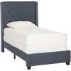 SAFAVIEH Home Collection Winslet Light Grey & Espresso Bed, Full(Navy)