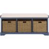 Safavieh American Homes Collection Lonan Grey and White Wicker Storage Bench(Blue)