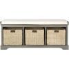 Safavieh American Homes Collection Lonan Grey and White Wicker Storage Bench(Grey)