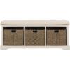 Safavieh American Homes Collection Lonan Grey and White Wicker Storage Bench(White)