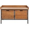 Safavieh American Homes Collection Noah Antiqued Pewter and Oak Storage Bench(Oak)