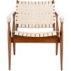 Safavieh Couture Dilan Brown and Black Woven Leather Safari Chair(Cream / Light Brown)