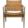 Safavieh Couture Dilan Brown and Black Woven Leather Safari Chair(Light Brown / Brown)