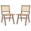 Safavieh Couture Hattie 19-inch Black and Natural Rattan Dining Chair (Set of 2)(Walnut)