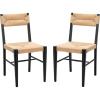 Safavieh Couture Home Collection Cody Black/Natural Rattan Living Room Dining Accent Chair (Fully Assembled) -Set of 2 SFV4104A-SET2(Black / Natural)