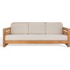 Safavieh Couture Patio Guadeloupe Natural Brazilian Teak and White Outdoor 3-Seat Sofa