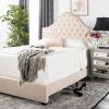 Safavieh Home Beckham Contemporary Light Grey Velvet Bed, Full(Beige)