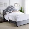 Safavieh Home Beckham Contemporary Light Grey Velvet Bed, Full(Light Grey)