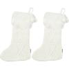 Safavieh Home Collection Cookie White 20-inch Hanging Knit Pom-Pom Holiday Christmas Stocking (Set of 2)