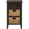 Safavieh Home Collection Everly Drawer White Wash 1-Drawer 2 Removable Baskets Side Table(Dark Chocolate)