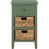 Safavieh Home Collection Everly Drawer White Wash 1-Drawer 2 Removable Baskets Side Table(Dusty Green)