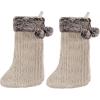Safavieh Home Collection Gingerbread Beige 20-inch Hanging Knit Pom-Pom Holiday Christmas Stocking (Set of 2)