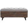 Safavieh Home Collection Liam Light Beige and Dark Oak Tufted Cocktail Ottoman(Grey / Dark Oak)