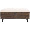 Safavieh Home Collection Liam Light Beige and Dark Oak Tufted Cocktail Ottoman(Light Beige / Dark Oak)