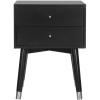 Safavieh Home Collection Lyla Mid Century Retro Silver Cap Nightstand, Walnut/Gold(Black / Silver)